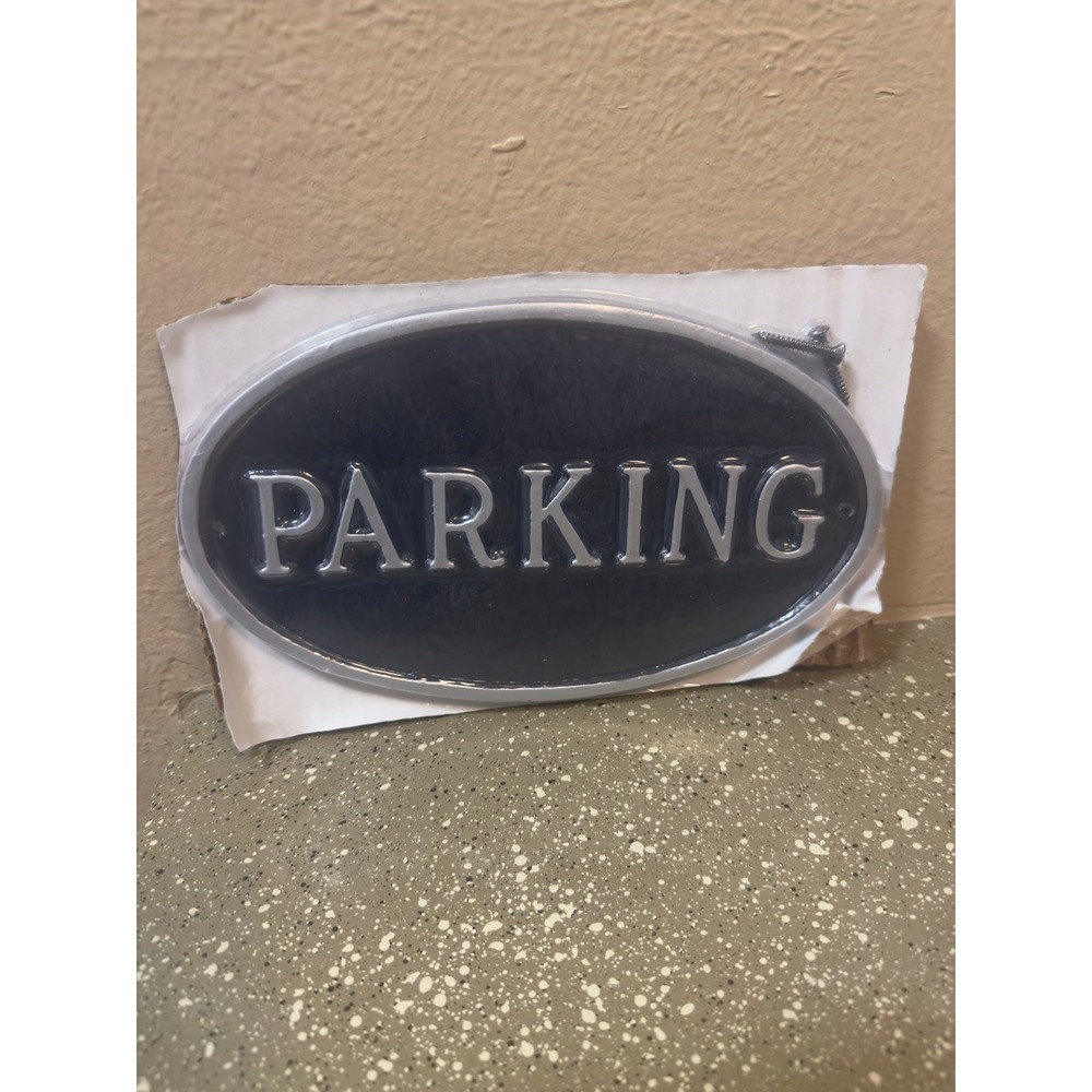 Oval Black Parking Sign Metal‎ Address Plaque Home Decor Rustic Driveway
